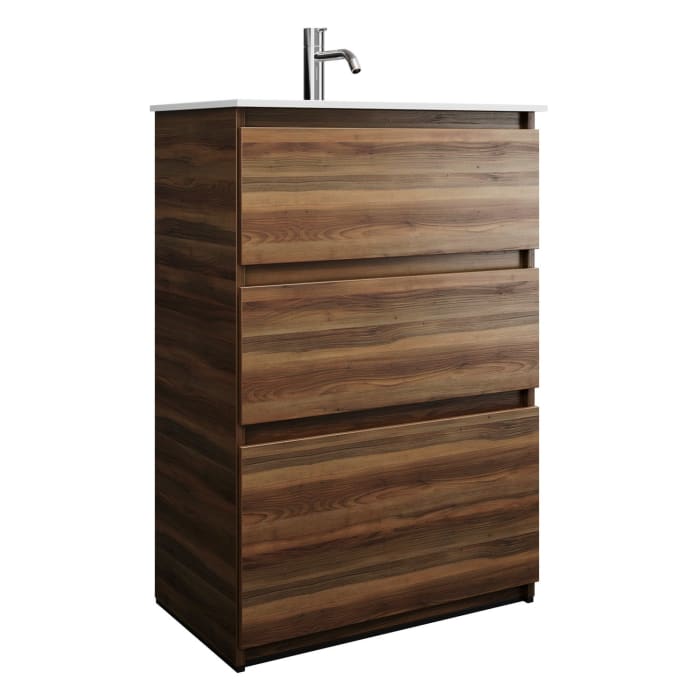 burgbad Lin20 Waschtischunterschrank mit Mineralguss-Waschtisch 62 cm, 3 Auszüge