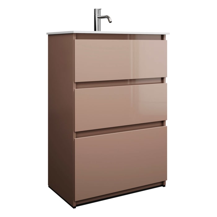 burgbad Lin20 Waschtischunterschrank mit Mineralguss-Waschtisch 62 cm, 3 Auszüge