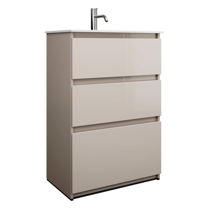 burgbad Lin20 Waschtischunterschrank mit Mineralguss-Waschtisch 62 cm, 3 Auszüge