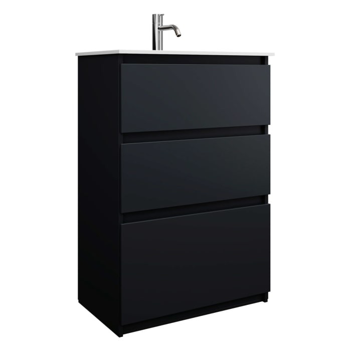 burgbad Lin20 Waschtischunterschrank mit Mineralguss-Waschtisch 62 cm, 3 Auszüge