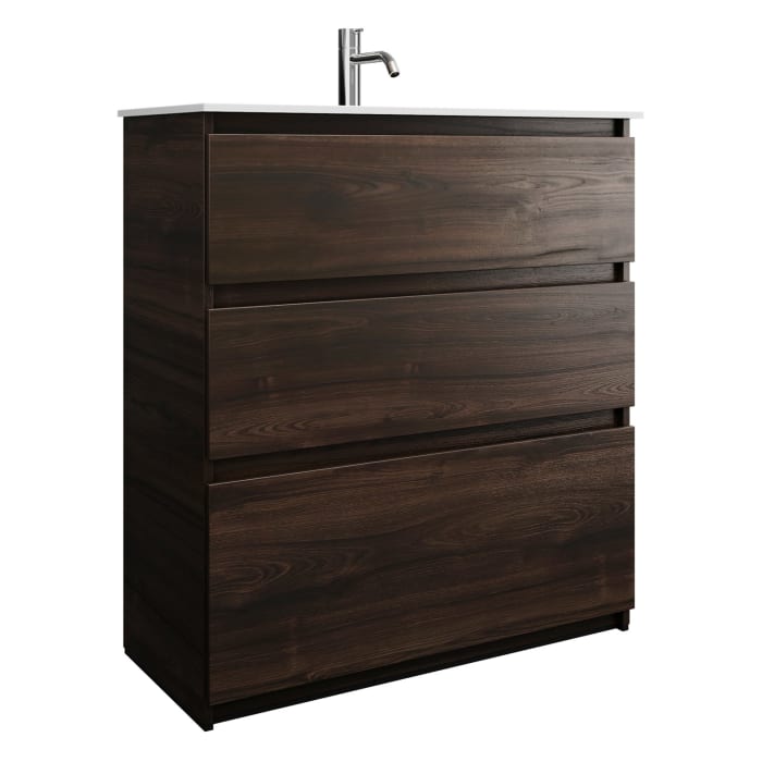 burgbad Lin20 Waschtischunterschrank mit Mineralguss-Waschtisch 82 cm, 3 Auszüge