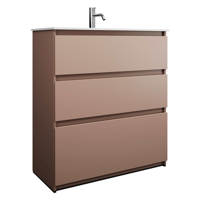 burgbad Lin20 Waschtischunterschrank mit Mineralguss-Waschtisch 82 cm, 3 Auszüge