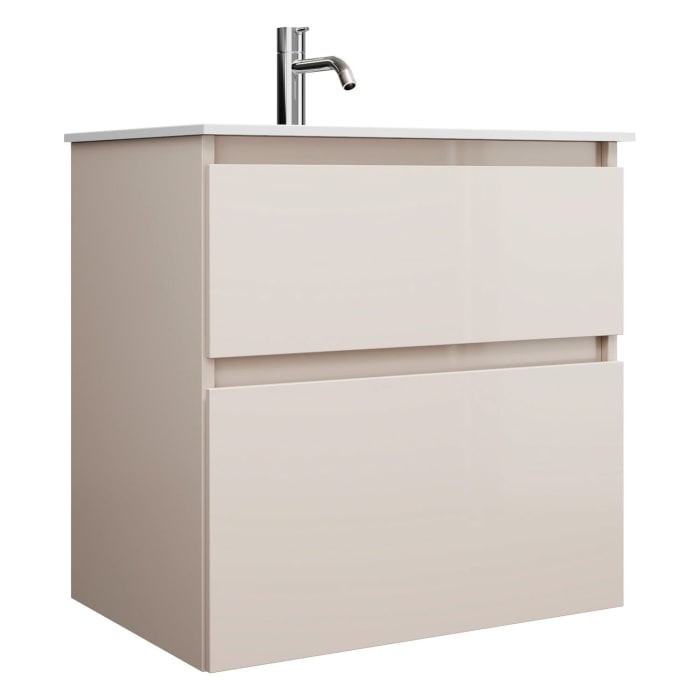 burgbad Lin20 Waschtischunterschrank mit Mineralguss-Waschtisch 62 cm, 2 Auszüge