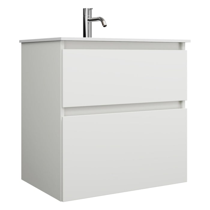 burgbad Lin20 Waschtischunterschrank mit Mineralguss-Waschtisch 62 cm, 2 Auszüge