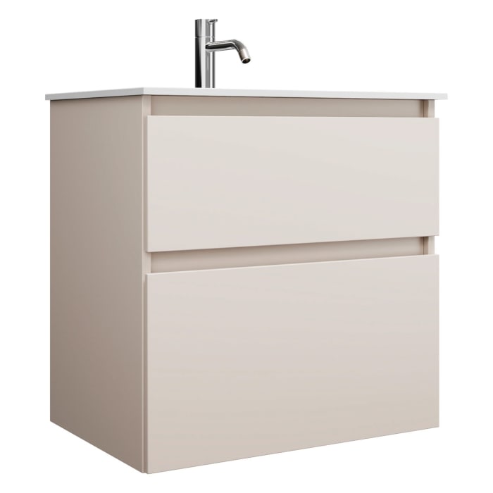 burgbad Lin20 Waschtischunterschrank mit Mineralguss-Waschtisch 62 cm, 2 Auszüge