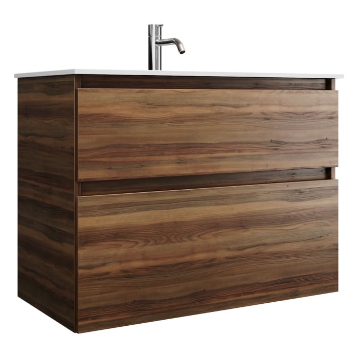 burgbad Lin20 Waschtischunterschrank mit Mineralguss-Waschtisch 82 cm, 2 Auszüge