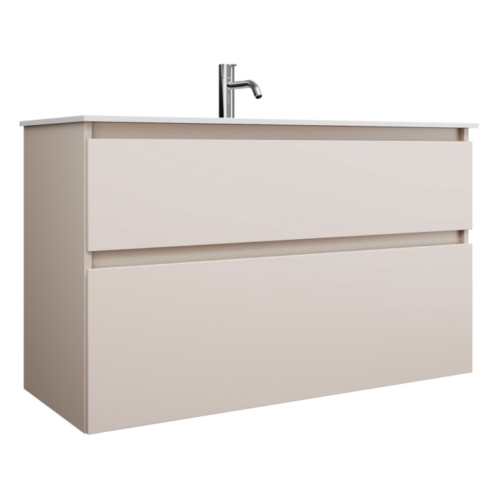 burgbad Lin20 Waschtischunterschrank mit Mineralguss-Waschtisch 102 cm, 2 Auszüge