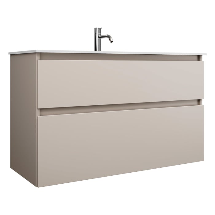 burgbad Lin20 Waschtischunterschrank mit Mineralguss-Waschtisch 102 cm, 2 Auszüge