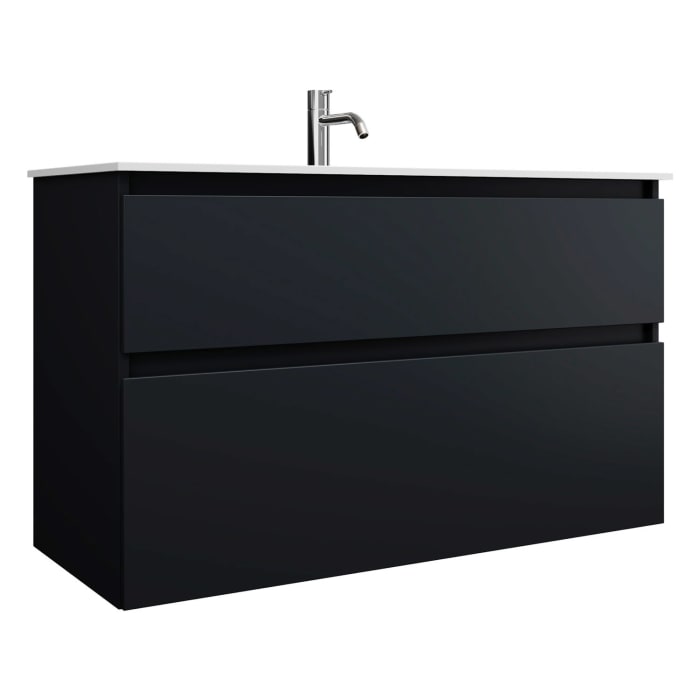 burgbad Lin20 Waschtischunterschrank mit Mineralguss-Waschtisch 102 cm, 2 Auszüge