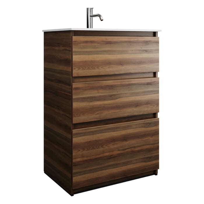 burgbad Lin20 Waschtischunterschrank mit Mineralguss-Waschtisch 62 cm, 3 Auszüge