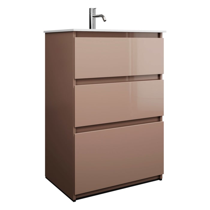 burgbad Lin20 Waschtischunterschrank mit Mineralguss-Waschtisch 62 cm, 3 Auszüge