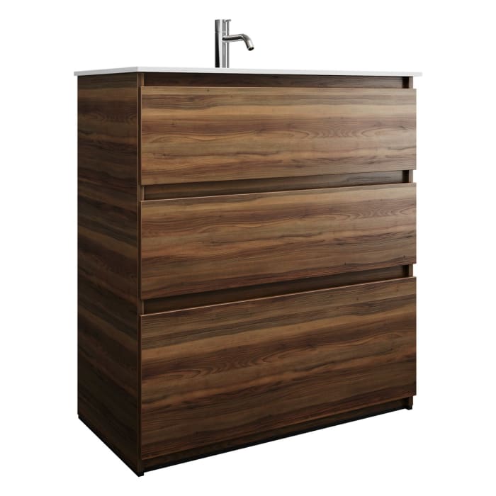 burgbad Lin20 Waschtischunterschrank mit Mineralguss-Waschtisch 82 cm, 3 Auszüge