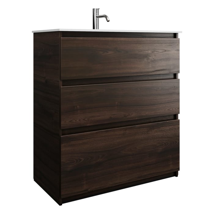 burgbad Lin20 Waschtischunterschrank mit Mineralguss-Waschtisch 82 cm, 3 Auszüge