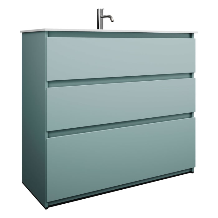 burgbad Lin20 Waschtischunterschrank mit Mineralguss-Waschtisch 102 cm, 3 Auszüge