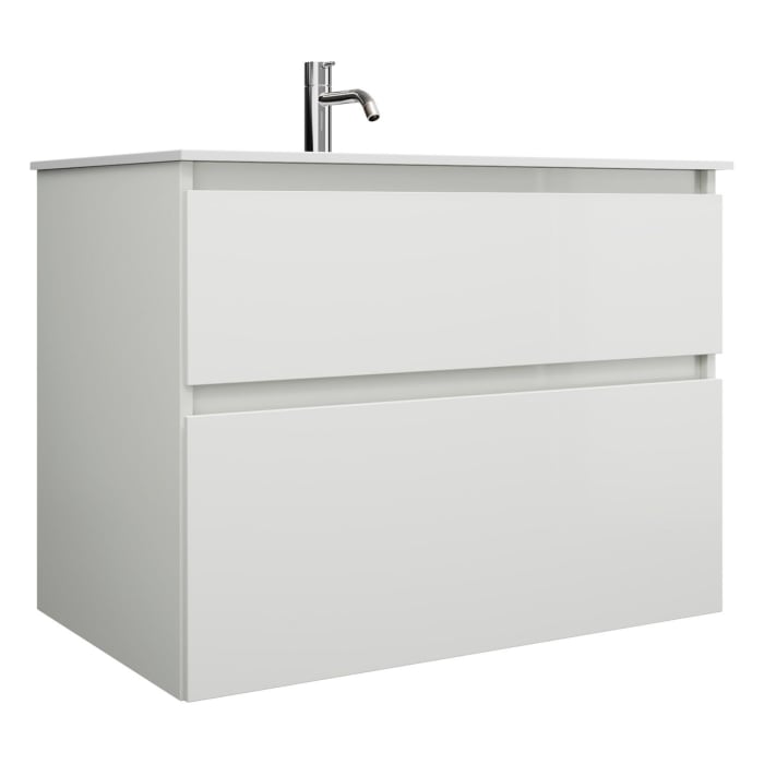 burgbad Lin20 Waschtischunterschrank mit Mineralguss-Waschtisch 82 cm, 2 Auszüge