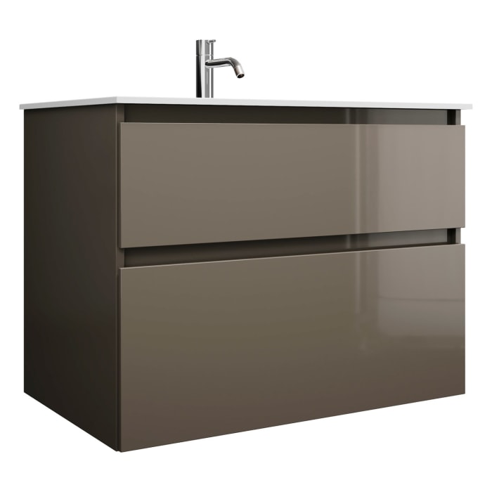 burgbad Lin20 Waschtischunterschrank mit Mineralguss-Waschtisch 82 cm, 2 Auszüge