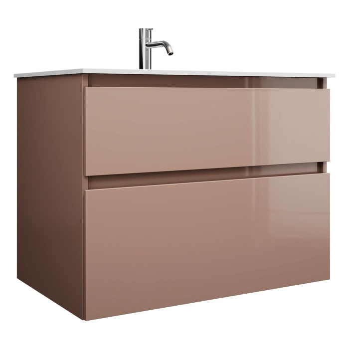 burgbad Lin20 Waschtischunterschrank mit Mineralguss-Waschtisch 82 cm, 2 Auszüge