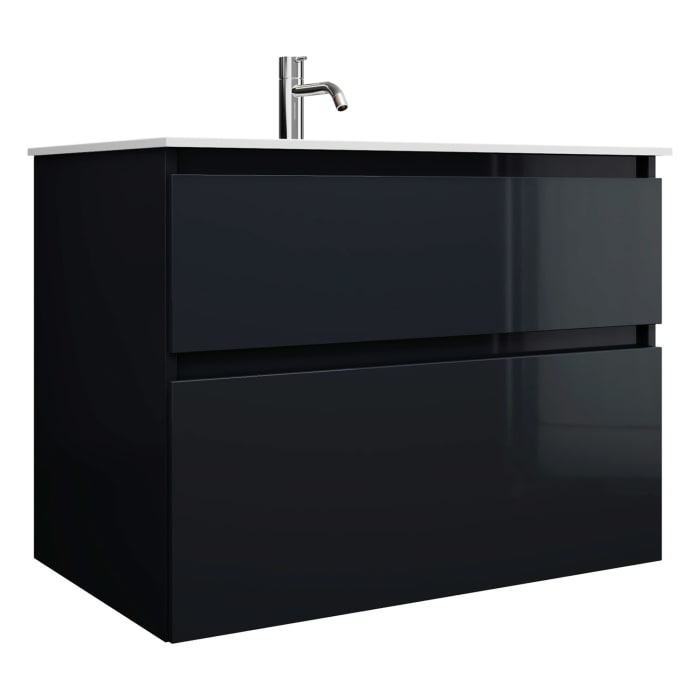 burgbad Lin20 Waschtischunterschrank mit Mineralguss-Waschtisch 82 cm, 2 Auszüge