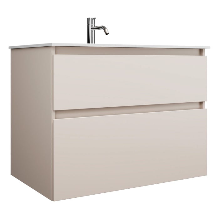 burgbad Lin20 Waschtischunterschrank mit Mineralguss-Waschtisch 82 cm, 2 Auszüge