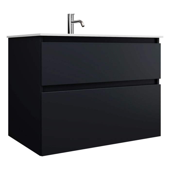 burgbad Lin20 Waschtischunterschrank mit Mineralguss-Waschtisch 82 cm, 2 Auszüge