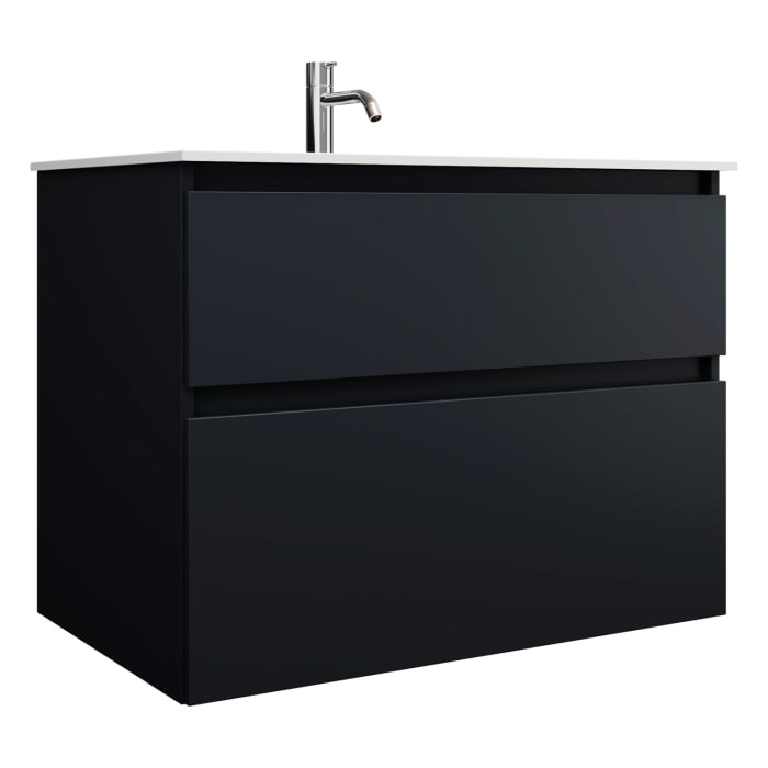 burgbad Lin20 Waschtischunterschrank mit Mineralguss-Waschtisch 82 cm, 2 Auszüge