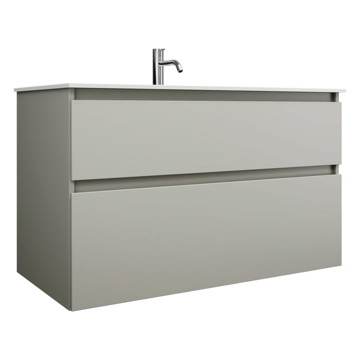 burgbad Lin20 Waschtischunterschrank mit Mineralguss-Waschtisch 102 cm, 2 Auszüge