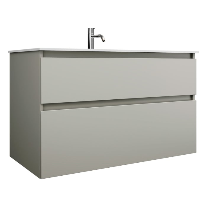 burgbad Lin20 Waschtischunterschrank mit Mineralguss-Waschtisch 102 cm, 2 Auszüge