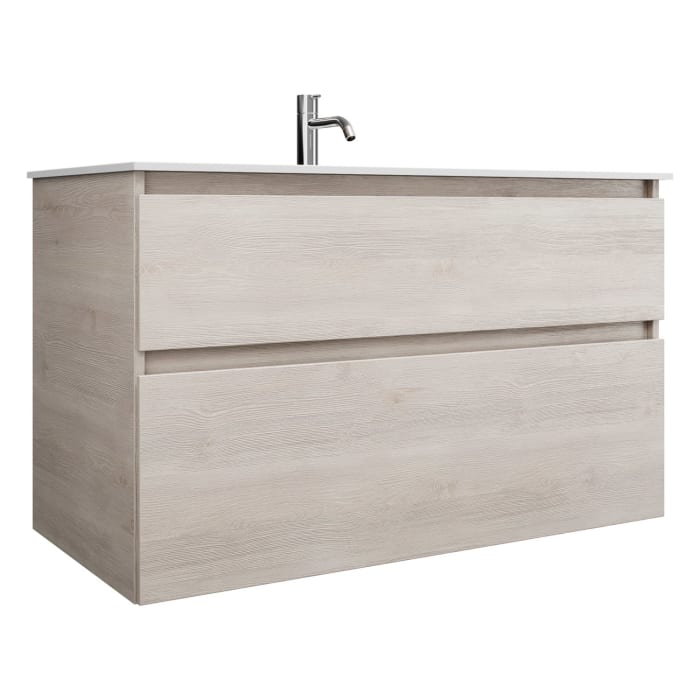 burgbad Lin20 Waschtischunterschrank mit Mineralguss-Waschtisch 102 cm, 2 Auszüge