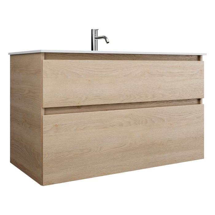 burgbad Lin20 Waschtischunterschrank mit Mineralguss-Waschtisch 102 cm, 2 Auszüge