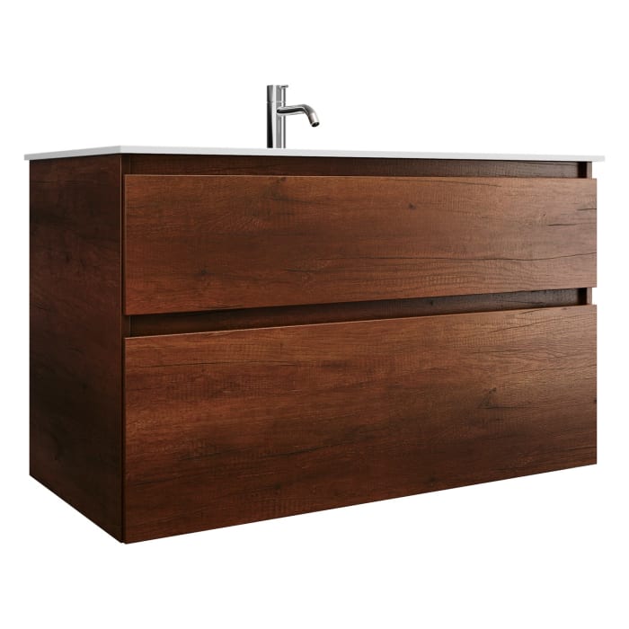 burgbad Lin20 Waschtischunterschrank mit Mineralguss-Waschtisch 102 cm, 2 Auszüge