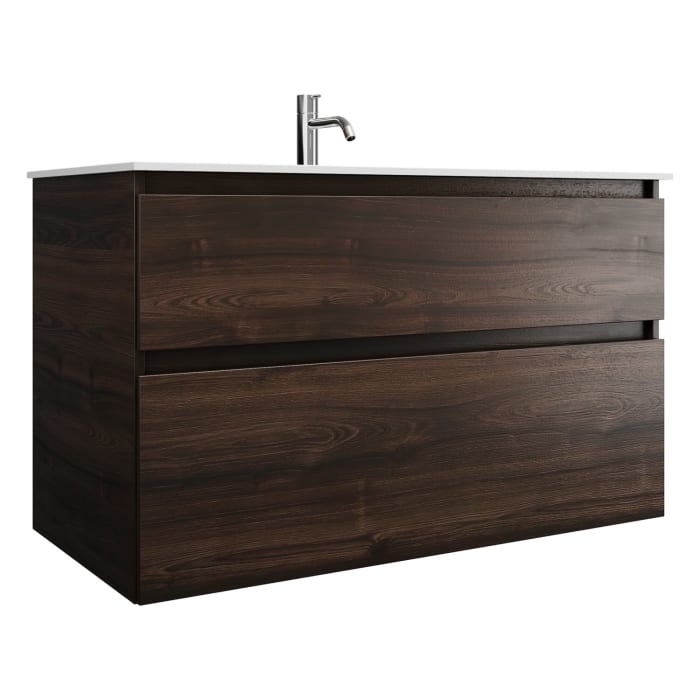 burgbad Lin20 Waschtischunterschrank mit Mineralguss-Waschtisch 102 cm, 2 Auszüge