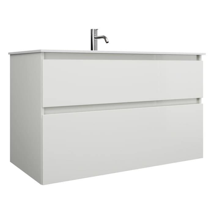 burgbad Lin20 Waschtischunterschrank mit Mineralguss-Waschtisch 102 cm, 2 Auszüge