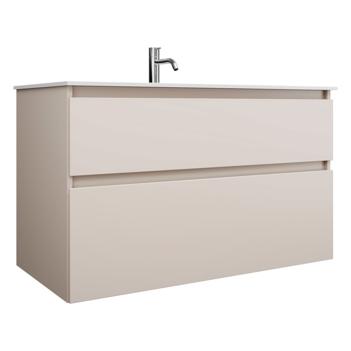 burgbad Lin20 Waschtischunterschrank mit Mineralguss-Waschtisch 102 cm, 2 Auszüge