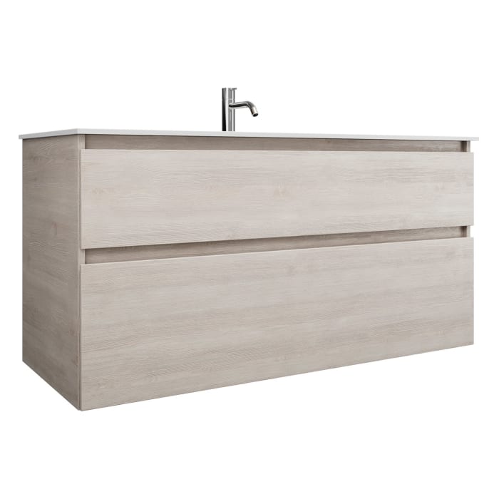 burgbad Lin20 Waschtischunterschrank mit Mineralguss-Waschtisch 122 cm, 2 Auszüge