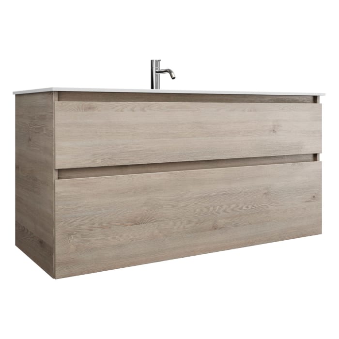 burgbad Lin20 Waschtischunterschrank mit Mineralguss-Waschtisch 122 cm, 2 Auszüge