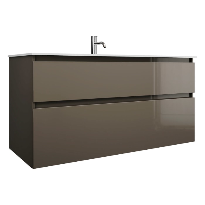 burgbad Lin20 Waschtischunterschrank mit Mineralguss-Waschtisch 122 cm, 2 Auszüge