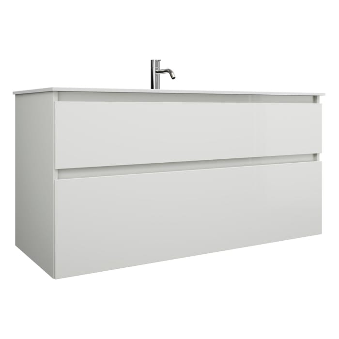 burgbad Lin20 Waschtischunterschrank mit Mineralguss-Waschtisch 122 cm, 2 Auszüge