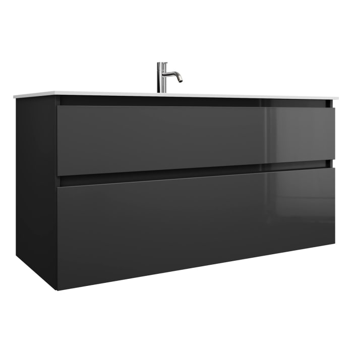 burgbad Lin20 Waschtischunterschrank mit Mineralguss-Waschtisch 122 cm, 2 Auszüge