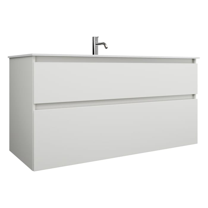 burgbad Lin20 Waschtischunterschrank mit Mineralguss-Waschtisch 122 cm, 2 Auszüge