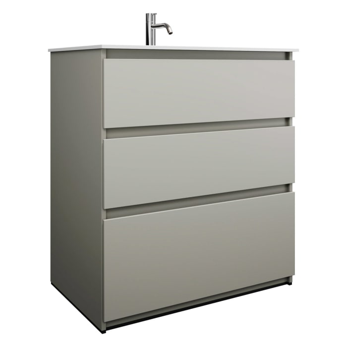 burgbad Lin20 Waschtischunterschrank mit Mineralguss-Waschtisch 82 cm, 3 Auszüge