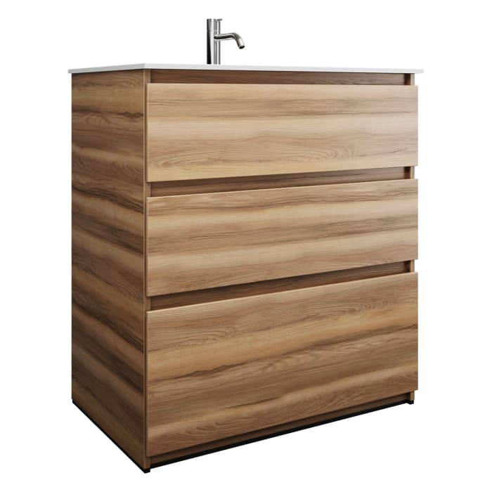 burgbad Lin20 Waschtischunterschrank mit Mineralguss-Waschtisch 82 cm, 3 Auszüge