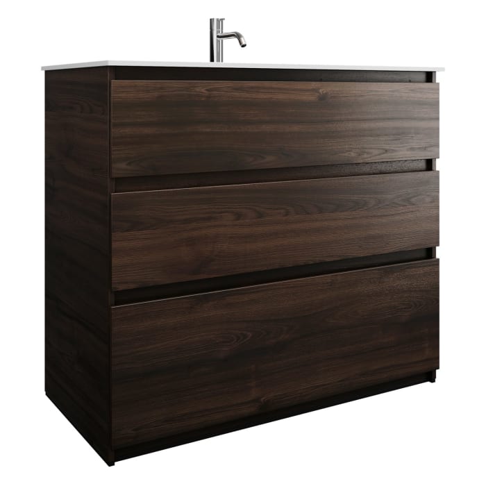 burgbad Lin20 Waschtischunterschrank mit Mineralguss-Waschtisch 102 cm, 3 Auszüge