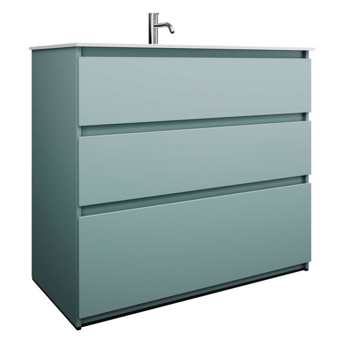 burgbad Lin20 Waschtischunterschrank mit Mineralguss-Waschtisch 102 cm, 3 Auszüge