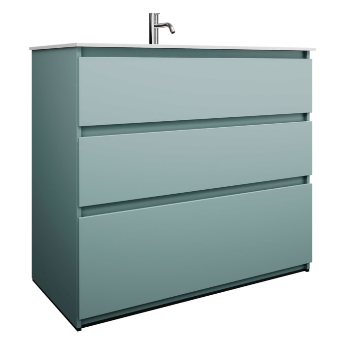 burgbad Lin20 Waschtischunterschrank mit Mineralguss-Waschtisch 102 cm, 3 Auszüge