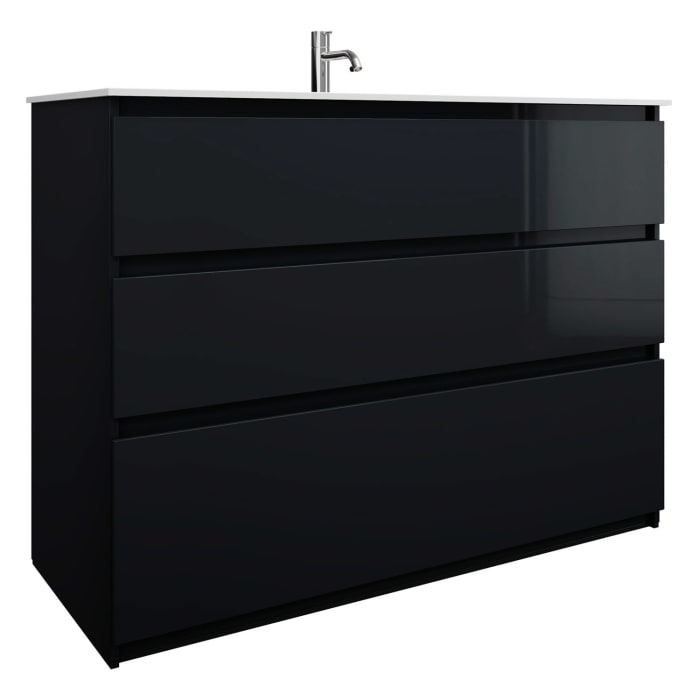 burgbad Lin20 Waschtischunterschrank mit Mineralguss-Waschtisch 122 cm, 3 Auszüge