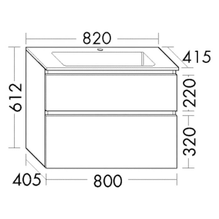 burgbad Lin20 Waschtischunterschrank mit Mineralguss-Waschtisch 82 cm, 2 Auszüge