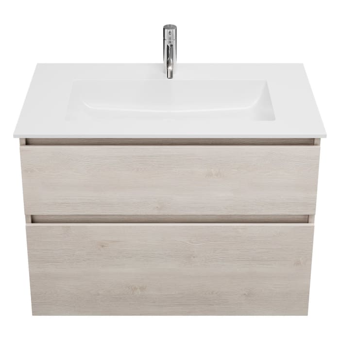 burgbad Lin20 Waschtischunterschrank mit Mineralguss-Waschtisch 82 cm, 2 Auszüge