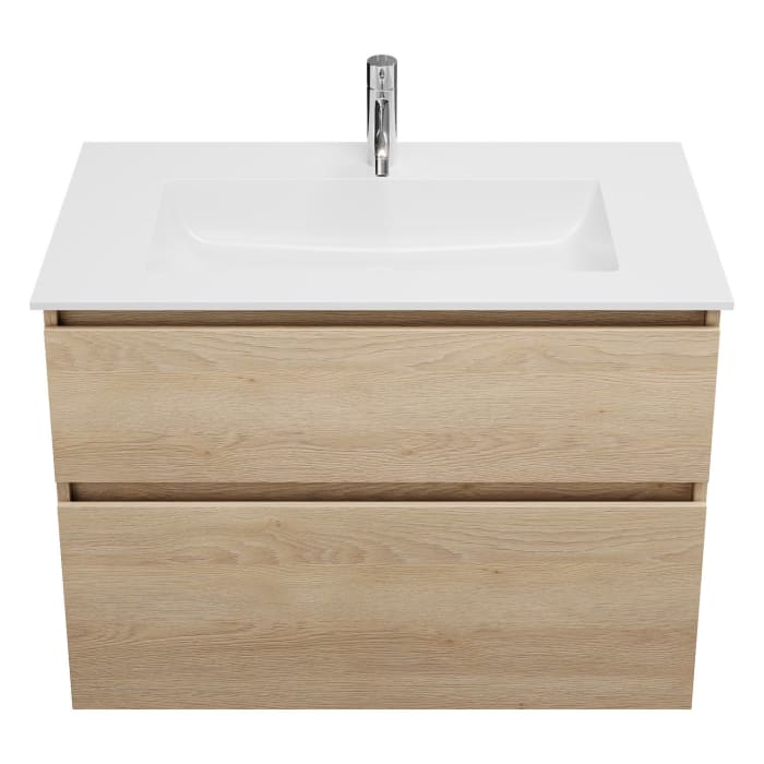 burgbad Lin20 Waschtischunterschrank mit Mineralguss-Waschtisch 82 cm, 2 Auszüge