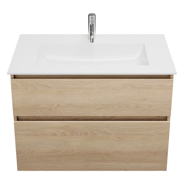 burgbad Lin20 Waschtischunterschrank mit Mineralguss-Waschtisch 82 cm, 2 Auszüge