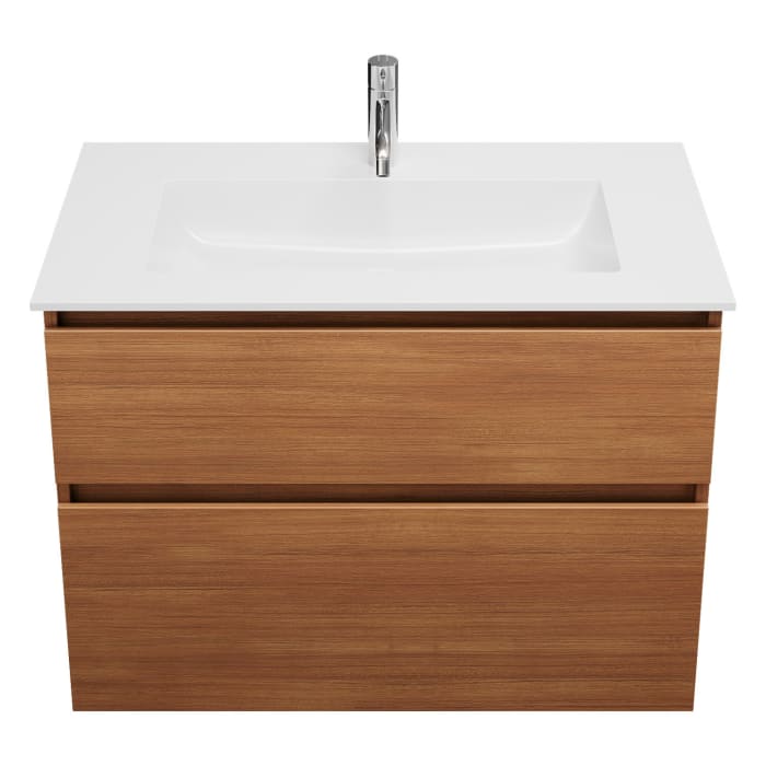 burgbad Lin20 Waschtischunterschrank mit Mineralguss-Waschtisch 82 cm, 2 Auszüge